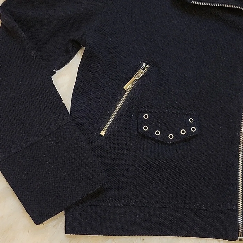Mayoral European Brand Black Moto Jacket With Zippers Girls 7/8